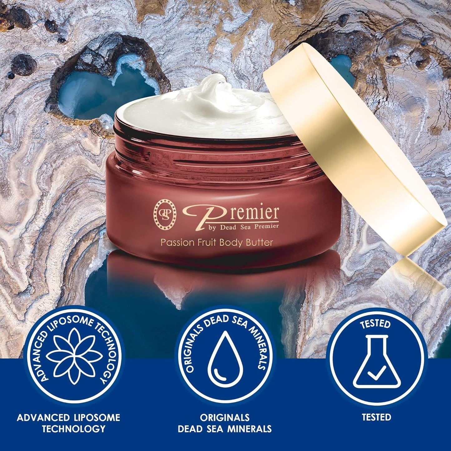 Premier Dead Sea Aromatic Body Butter – Passion Fruit, Hydrating Shea Body Butter for Women & Men, Moisturizing, Firming & Anti-Aging Cream for Dry Skin, Hand & Body, 5.95 Fl.oz