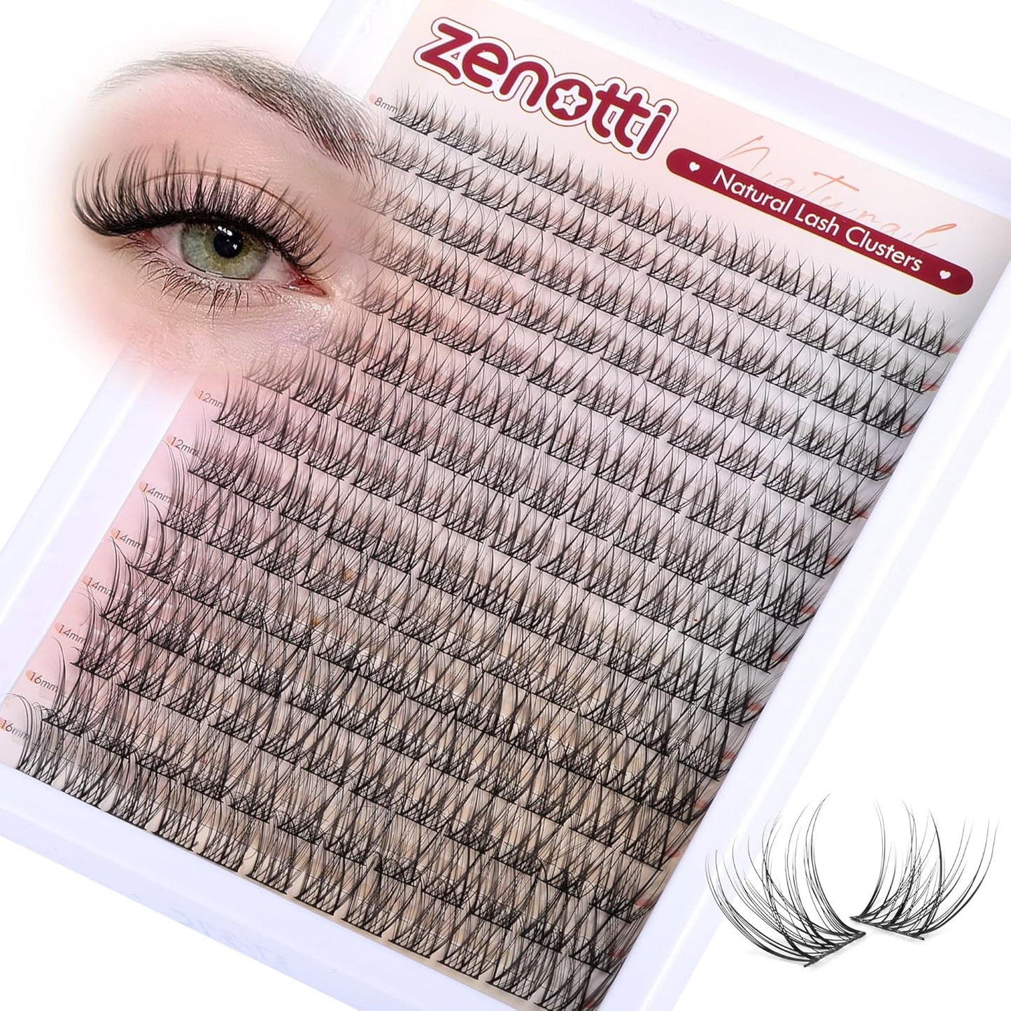 Lash Clusters Natural Look Cluster Eyelash Extensions Wispy Lashes Extensions 8-16mm DIY Individual Lashes 180PCS Thin Band Eyelashes Cluster by zenotti