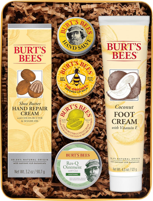 Burt's Bees Back to School Gifts Ideas, 6 Dorm Body Care College Dorm Products, Classics Set -Original Beeswax Lip Balm, Cuticle Cream, Hand Salve, Res-Q Ointment, Hand Repair Cream & Foot Cream